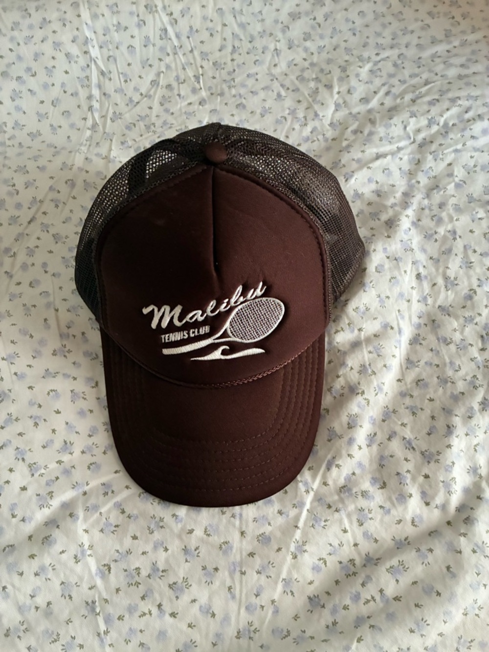 Urban Outfitters Brown 'Malibu Tennis Club' Mesh trucker hat